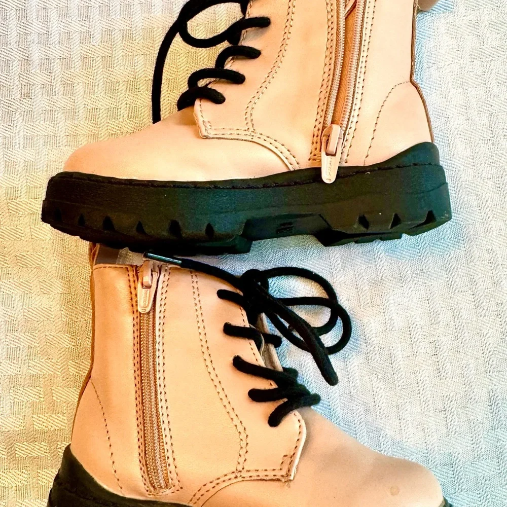Zara Toddler‎ Combat Boots Pink Lace Up Lug Sole Girls Size 5 EU 21